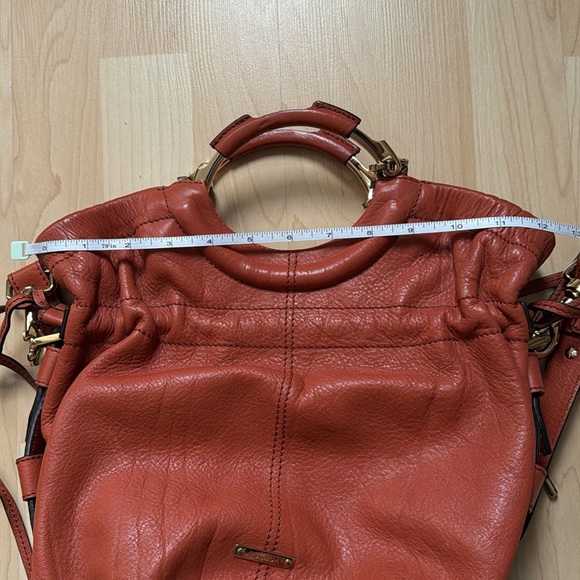 Escada burnt orange genuine leather shoulder bag purse - Picture 9 of 12